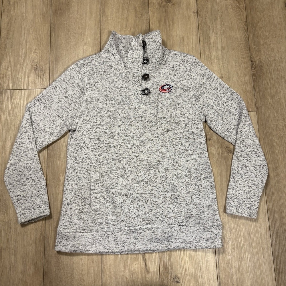 Columbus‎ Blue Jackets NHL Men's 1/4 Button Mock Licensed Pullover Shirt Grey